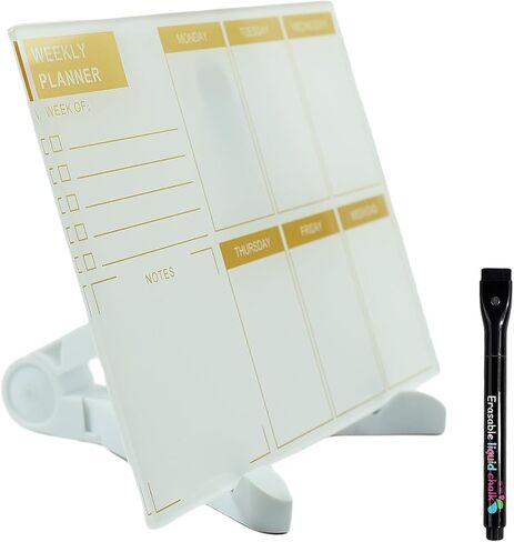 Desktop Thickened Acrylic Dry Erase Board, Weekly White Board with to Do List, Tabletop Whiteboard with Stand, Frameless Dry Erase White Board，9.5"x6.7" for Office, Home, School(Desktop-WH-1724) in Saudi Arabia