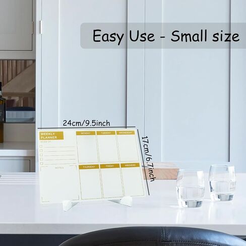 Desktop Thickened Acrylic Dry Erase Board, Weekly White Board with to Do List, Tabletop Whiteboard with Stand, Frameless Dry Erase White Board，9.5"x6.7" for Office, Home, School(Desktop-WH-1724) in Saudi Arabia