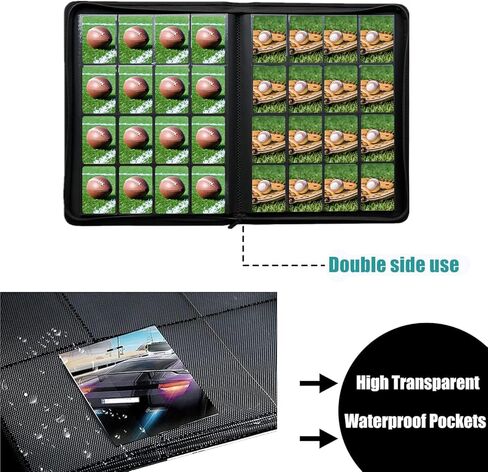 طائرة تداول بطاقة ، 900 مجلد ألبوم Card Card Binder مع 50 من الأكمام صفحة التحميل العلوي ، 9 جيب Card Binder لبطاقات اللعبة ، بطاقات الرياضة ، بطاقات البيسبول الأسود (9 جيب ، أسود) in Kuwait