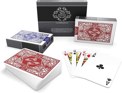 Bullets Playing Cards – Waterproof Plastic Playing Decks, Whit Cut-Card – Durable Deck for Poker, Skat, Rummy, for Adults Bridge Size Double Pack with Standard Index, Decks 52 Cards, 2 x 2 Joker in Kuwait