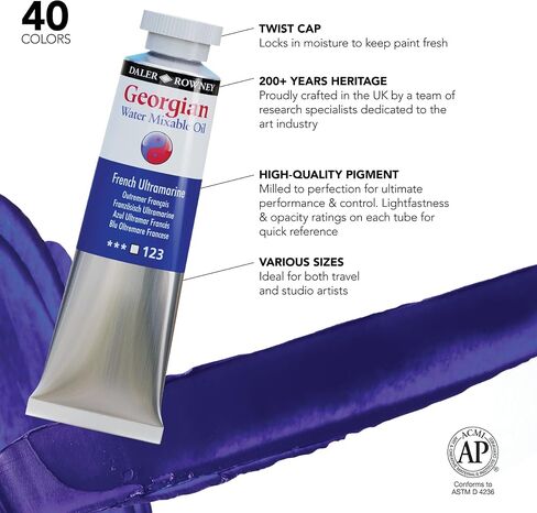 Daler Rowney Georgian 10-Tube Selection Water Mixable Oil Paint Set - Art Paints for Canvas Paper and More - Oil Painting Supplies for Artists and Students - Artist Oil Paint for Any Skill Set in Kuwait