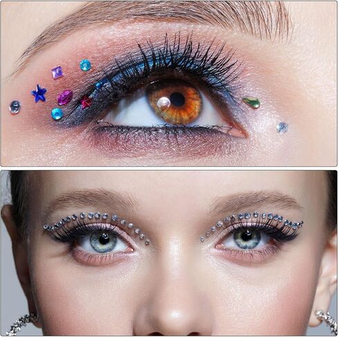 MECCANIXITY 3584 Pcs 8 Sheets Deep Blue Rhinestone Stickers 3/4/5/6 mm Self Adhesive Rhinestones Gems for DIY Decoration Craft Face Eye Nails Hair Make Up in Saudi Arabia