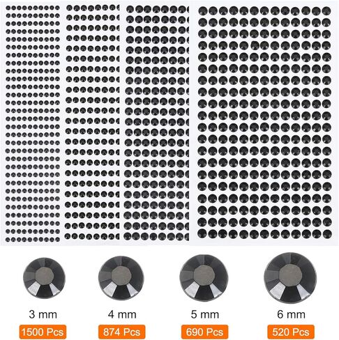 MECCANIXITY 3584 Pcs 8 Sheets Deep Blue Rhinestone Stickers 3/4/5/6 mm Self Adhesive Rhinestones Gems for DIY Decoration Craft Face Eye Nails Hair Make Up in Saudi Arabia