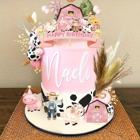 JeVenis Farm Animal Cake Decoration Sheep Cake Topper Farm Animal Birthday Decoration Cow Cake Decoration Pig Cake Topper for Farm Animal Decorations in Saudi Arabia