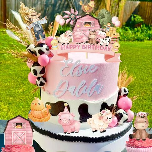 JeVenis Farm Animal Cake Decoration Sheep Cake Topper Farm Animal Birthday Decoration Cow Cake Decoration Pig Cake Topper for Farm Animal Decorations in Saudi Arabia