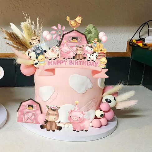 JeVenis Farm Animal Cake Decoration Sheep Cake Topper Farm Animal Birthday Decoration Cow Cake Decoration Pig Cake Topper for Farm Animal Decorations in Saudi Arabia