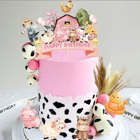 JeVenis Farm Animal Cake Decoration Sheep Cake Topper Farm Animal Birthday Decoration Cow Cake Decoration Pig Cake Topper for Farm Animal Decorations in Saudi Arabia
