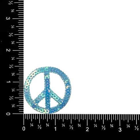 Sequin Peace Sign, Embroidered, Iron on Patch (Silver) in Kuwait