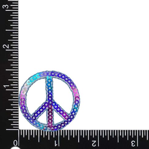 Sequin Peace Sign, Embroidered, Iron on Patch (Silver) in Kuwait