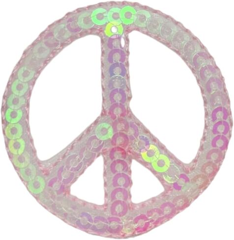 Sequin Peace Sign, Embroidered, Iron on Patch (Silver) in Kuwait