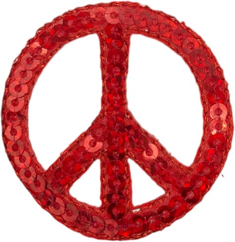 Sequin Peace Sign, Embroidered, Iron on Patch (Silver) in Kuwait