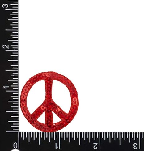 Sequin Peace Sign, Embroidered, Iron on Patch (Silver) in Kuwait