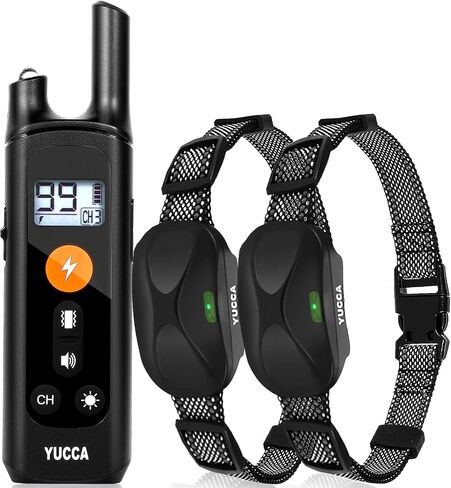 Yucca Dog Shock Collar with Remote 2600Ft, Electric Dog Training Collar with 4 Training Modes, Shock Collar for Dogs 60-100 lbs Waterproof, Rechargeable E-Collar for All Breeds, Sizes in Saudi Arabia
