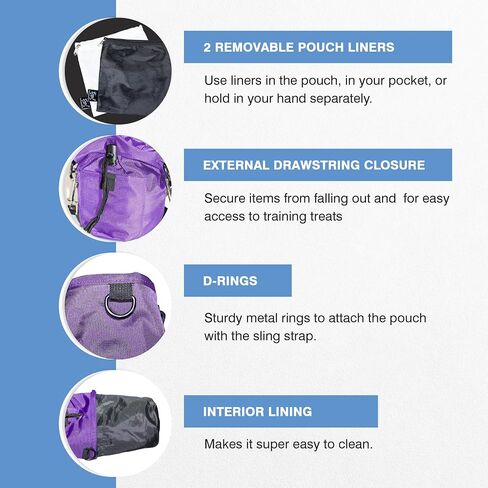 The Little Dipper Treat Pouch ™ Great for Dog Training, Durable, washable, drawcord pouch with removable pouch liners, sling-style strap & non-slip belt, perfect for essentials (Purple) in Saudi Arabia
