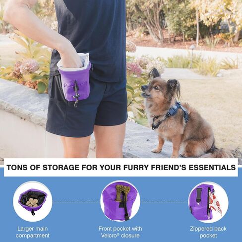 The Little Dipper Treat Pouch ™ Great for Dog Training, Durable, washable, drawcord pouch with removable pouch liners, sling-style strap & non-slip belt, perfect for essentials (Purple) in Saudi Arabia
