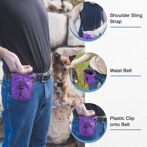 The Little Dipper Treat Pouch ™ Great for Dog Training, Durable, washable, drawcord pouch with removable pouch liners, sling-style strap & non-slip belt, perfect for essentials (Purple) in Saudi Arabia