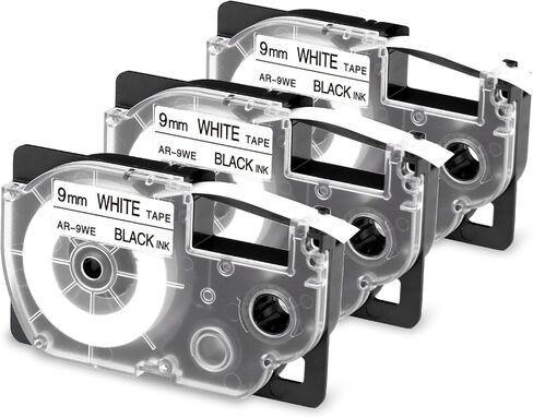 XR-9WE Replace for Casio Label It Tape 9mm 3/8'' XR-9WE XR9WE XR-9WE2S Black on White Tape Cassette Comaptible Casio EZ Label Printer KL-750 KL-60 KL-100 KL-120 KL-430 KL-780 KL-7200, 3-Pack in Kuwait