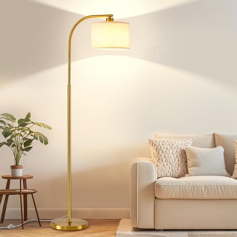 Tall Floor Lamp for Living Room,65'' Modern Standing Lamps with 9W LED Bulb,Dimmable Floor Light with Fabric Shade,Gold Tall Lamp for Bedroom Office Study Room Corner Dining Room in Saudi Arabia
