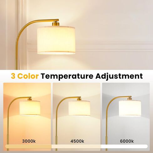 Tall Floor Lamp for Living Room,65'' Modern Standing Lamps with 9W LED Bulb,Dimmable Floor Light with Fabric Shade,Gold Tall Lamp for Bedroom Office Study Room Corner Dining Room in Saudi Arabia