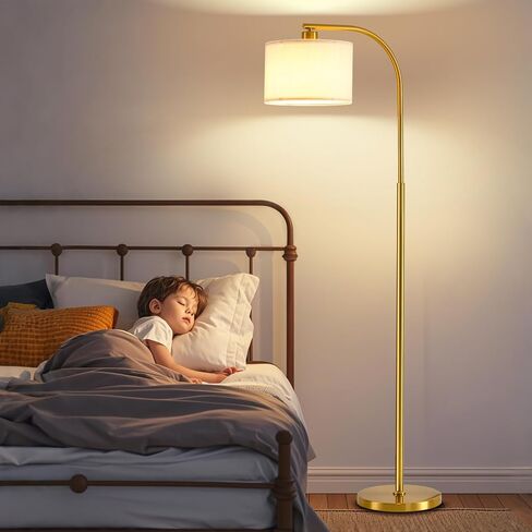 Tall Floor Lamp for Living Room,65'' Modern Standing Lamps with 9W LED Bulb,Dimmable Floor Light with Fabric Shade,Gold Tall Lamp for Bedroom Office Study Room Corner Dining Room in Saudi Arabia
