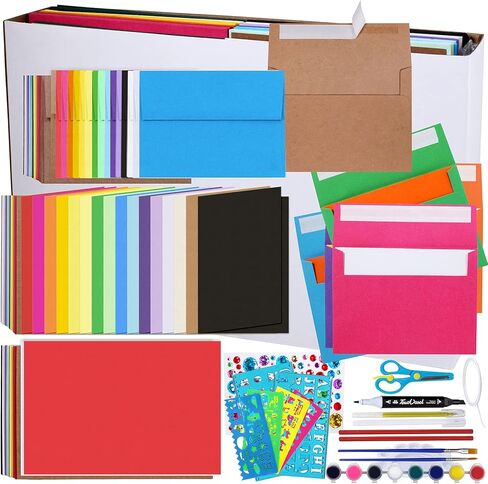 72 مجموعة 18 لونا أظرف دعوة A6 PEEL & SEAL SELF-SELL 4 3/4 × 6 1/2 مظاريف مع بطاقات مطوية A6 NOTECards وورقة الورق لدعوة العطاء دعوة MISIOND DIY MATER in Kuwait