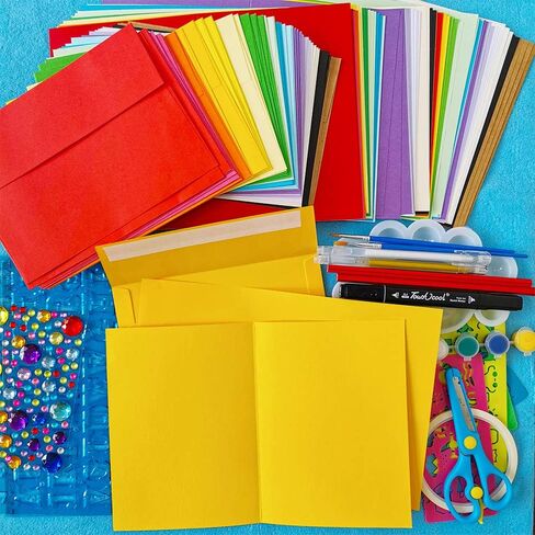 72 مجموعة 18 لونا أظرف دعوة A6 PEEL & SEAL SELF-SELL 4 3/4 × 6 1/2 مظاريف مع بطاقات مطوية A6 NOTECards وورقة الورق لدعوة العطاء دعوة MISIOND DIY MATER in Kuwait