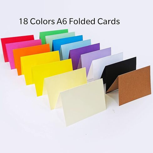 72 مجموعة 18 لونا أظرف دعوة A6 PEEL & SEAL SELF-SELL 4 3/4 × 6 1/2 مظاريف مع بطاقات مطوية A6 NOTECards وورقة الورق لدعوة العطاء دعوة MISIOND DIY MATER in Kuwait