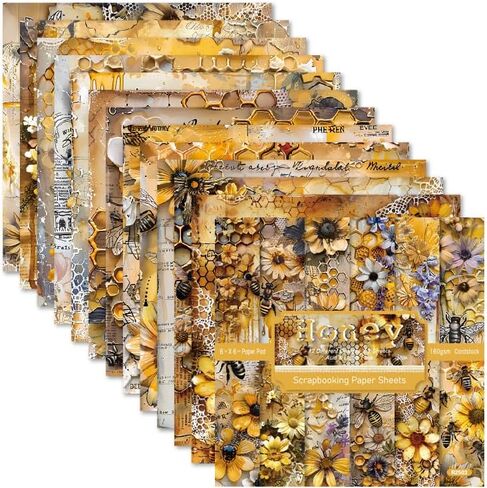 Bee Pattern Origami Paper Pack 24 Sheets Single-Sided 6''x6'' Honey Background Honeycomb Scrapbook Harvesting Season Craft Paper for Card Making Photo Album Decor Album Supplies(B-style) in Kuwait