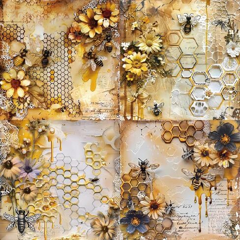 Bee Pattern Origami Paper Pack 24 Sheets Single-Sided 6''x6'' Honey Background Honeycomb Scrapbook Harvesting Season Craft Paper for Card Making Photo Album Decor Album Supplies(B-style) in Kuwait