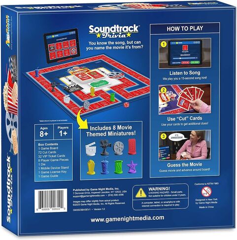 Soundtrack Trivia Movie Game, Name The Movie from a 15 Second Music Clip, Board Game for Family, Adults, Kids Ages 8+, 1 or More Players by Game Night Media in Saudi Arabia