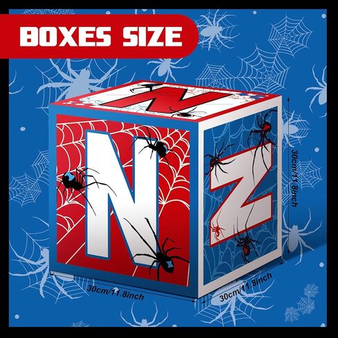 4 Pcs Spider 4th Birthday Decoration Spider Theme Balloon Boxes One Baby Letter Box Theme One Blocks for Boy Fourth Birthday Party Decoration Backdrop Photoshoot Props in Kuwait