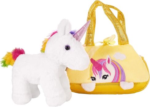 BRUBAKER Rainbow Plush Unicorn in Handbag - 8 Inches - Soft Toy in Bag - Cuddly Toy - Stuffed Animal - Pink in Saudi Arabia