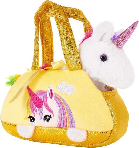 BRUBAKER Rainbow Plush Unicorn in Handbag - 8 Inches - Soft Toy in Bag - Cuddly Toy - Stuffed Animal - Pink in Saudi Arabia