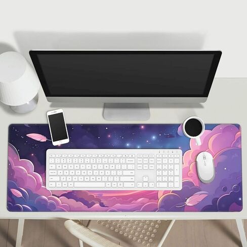 حصيرة أسود أسود أسود أسود سماوي ميدان ميدان كبير XL Mouse Pad Desk Desk Desk Non-Slip Pads Mice Mice Sitched Therces for Office and Home ، 31.5 × 11.8 × 0.12 بوصة in Saudi Arabia