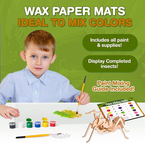 CoolToys Intrepid Insects Paint n' Play 3D Model and Craft Kit - Educational and Fun 3D Wooden Models Building and Painting Set for Kids Ages 6+ - Creative STEM Art Project for Boys and Girls in Saudi Arabia