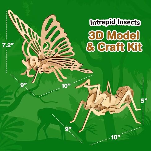 CoolToys Intrepid Insects Paint n' Play 3D Model and Craft Kit - Educational and Fun 3D Wooden Models Building and Painting Set for Kids Ages 6+ - Creative STEM Art Project for Boys and Girls in Saudi Arabia