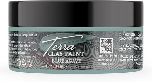ديكسي بيل تيرا كلاي الطلاء | Blue Agave (4oz) | Blue-Green Terra Artisan Clay Paint for DIY | الطلاء للخشب ، القماش ، البلاط ، النسيج ، المنزل in Kuwait