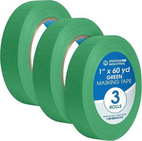 Spartan Industrial - 1 "× 60 YD شريط تقنيع أخضر - 3 لفات الأشرطة للفنون والحرف والرسم والمزيد - لا توجد بقايا ، 5.5 مل. in Kuwait