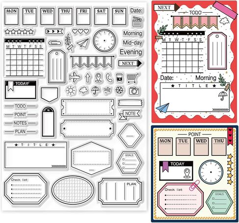 GLOBLELAND Schedule and Notes Clear Stamps for DIY Scrapbooking Decor Student Work Notes Transparent Silicone Stamps for Making Cards Photo Album Decor in Saudi Arabia