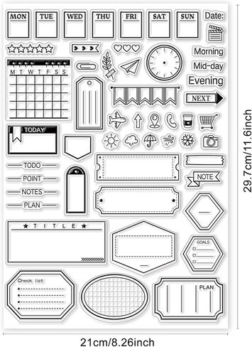 GLOBLELAND Schedule and Notes Clear Stamps for DIY Scrapbooking Decor Student Work Notes Transparent Silicone Stamps for Making Cards Photo Album Decor in Saudi Arabia