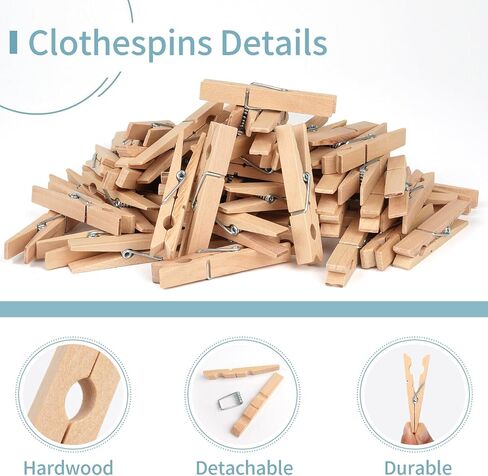 74 Pcs Clothes Pins Wooden, 2.85 Inch Clothes Pins, Multi-Purpose Clothespins for Hanging Clothes, Art, Crafts, Photo Displays, Decorations(Wooden) in Saudi Arabia