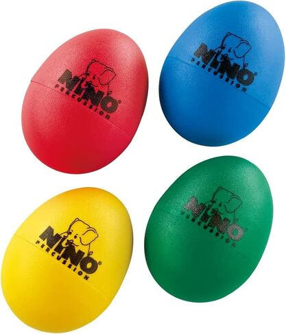 Plastic Egg Shaker Set, 4 Pieces - For Classroom Music or Playing at Home, 2-YEAR WARRANTY (NINOSET540-2),Aubergine, Grass Green, Orange, Sky Blue in Saudi Arabia