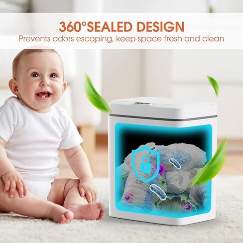 CEROELDA 2 Pack Motion Sensor Bathroom Trash Can with Lid, 2.6 Gallon Small Smart Automatic Touchless Garbage Can, Slim Waterproof Plastic Wastebasket for Bedroom Office Toilet, White in Saudi Arabia