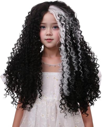 Kids Brown Wig Children Long Dark Brown Side Part Wig Girls Brown Curly Wavy Wig Heat Resistant Synthetic Wig with Wig Cap in Saudi Arabia
