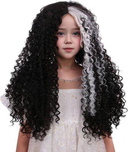 Kids Brown Wig Children Long Dark Brown Side Part Wig Girls Brown Curly Wavy Wig Heat Resistant Synthetic Wig with Wig Cap in Saudi Arabia