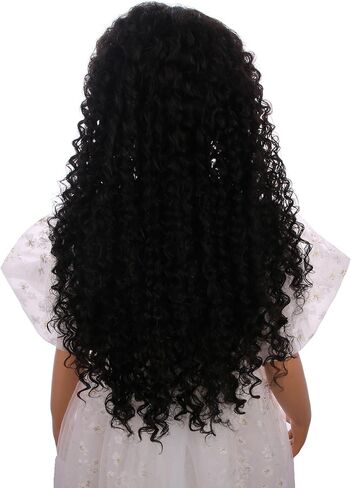Kids Brown Wig Children Long Dark Brown Side Part Wig Girls Brown Curly Wavy Wig Heat Resistant Synthetic Wig with Wig Cap in Saudi Arabia