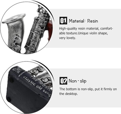 Makeup Decor Resin Pen Holder Saxophone Statue Pencil Cup Musical Pen Holder Makeup Holder Office Desktop Organizer Container Bookshelf Decoration Dresser Decor in Saudi Arabia