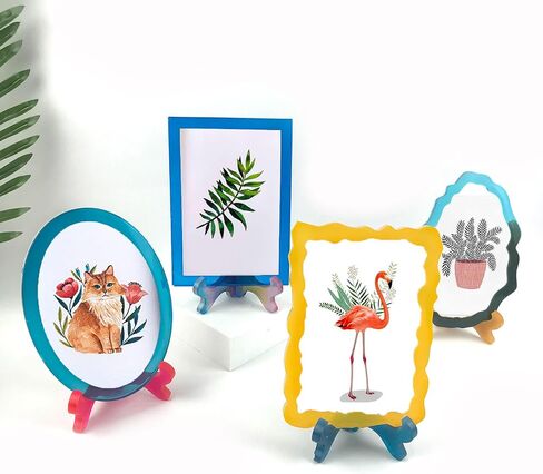 Playing Mold Photo Frame Mold, 6Pcs Square and Circular lace Photo Frame Silicone Epoxy Molds for DIY Personalized Photo Souvenir Handmade Crafts Home Decoration Crafts Table Decor in Saudi Arabia