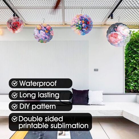 10 Pack 8 Inch Sublimation Wind Spinner Blanks,Wind Spinners Sublimation Blanks 3D Aluminum Metal Wind Spinners for Yard and Garden Indoor Outdoor Window Porch Decoration Round (10 Pcs 8 Inch) in Kuwait