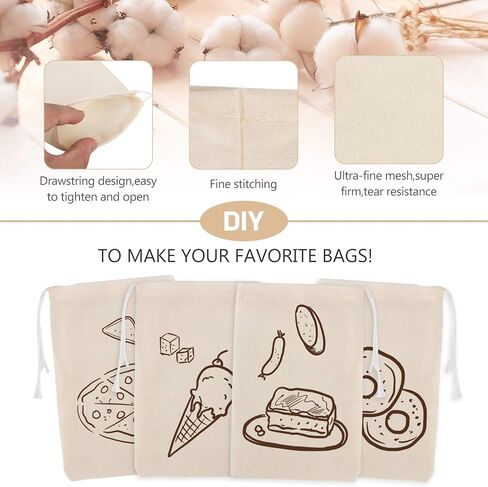 50 Pieces Cotton Drawstring Tea Filter Bags, Reusable Muslin Bag Gift Bag Jewelry Pouch for Wedding Party Home Supplies, Natural Unbleached Coffee/Tea/Herbs/Soup Bags (3 by 4 Inches) in Kuwait